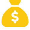 Yellow money bag icon with a dollar sign