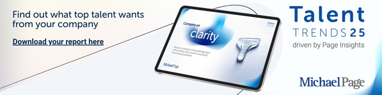 Banner on Talent Trends 2025 in an iPad, driven by Page Insights. 
