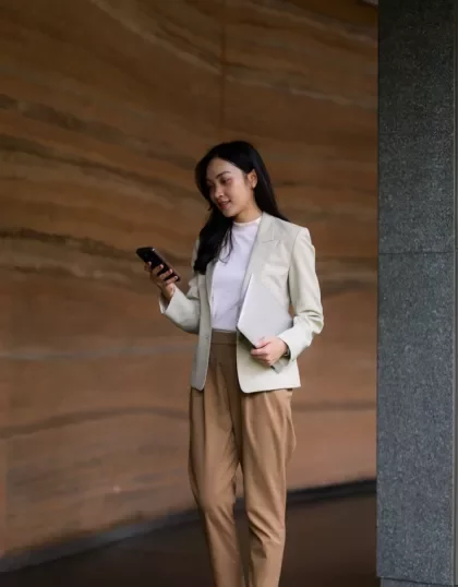 Woman looking at her Phone