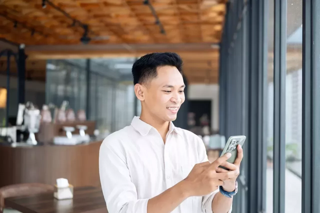 man with his phone